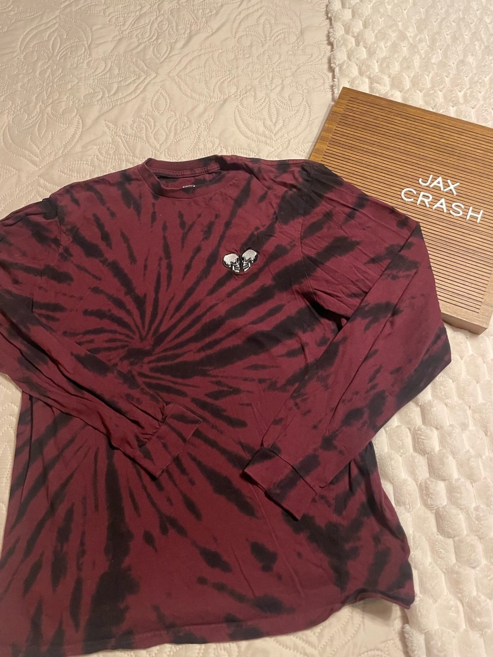 Eighty Eight Maroon & Black Spiral Tie-Dye Long Sleeve Tee